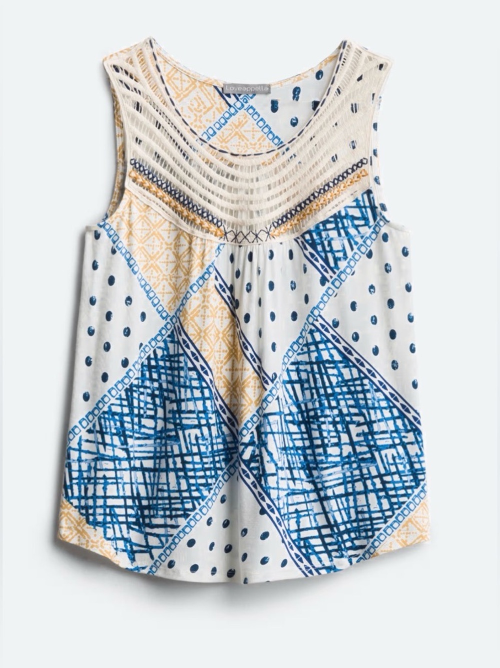 LOVEAPPELLA • EUC • Mackinley Crochet Yoke Knit Top • Small